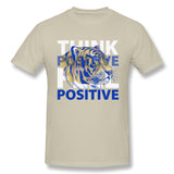 Men's Casual T-shirt Tiger Think Positive Fell Positive Cool Round Neck Short Sleeves Tees