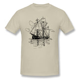 Men's Graphic T Shirt Vectors Ship Transportation Sailing Comfy Round Neck Short Sleeves Tees