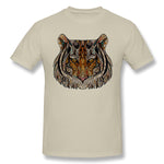 Cotton T Shirt for Men Tiger Head Metallizer Art Glass Style Crew Neck Short Sleeves Blouse Tops