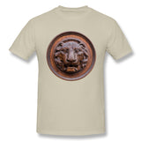 Mens Novelty T-Shirt Lion Head Antiquity Sculpture Art Isolate Comfortable O-Neck Short Sleeves Blouse Tops