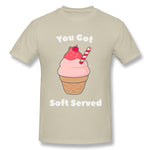 Cotton T Shirt for Men Get Soft Served Ice Cream Pun New Comfortable O-Neck Short Sleeves Blouse Tops