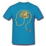 Cotton T Shirt for Men Charging Brain Neurofeedback Cool Crew Neck Short Sleeves Shirt