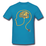 Cotton T Shirt for Men Charging Brain Neurofeedback Cool Crew Neck Short Sleeves Shirt