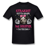 Men's Casual T-shirt Straight Outta Shape But Heifer Im Trying For Dark Comfy Round Neck Short Sleeves Shirt