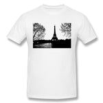 Men's Graphic T Shirt Paris Eiffel Tower Landscape Trees Comfortable Round Neck Short Sleeves Tees