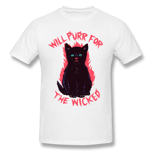 Men's Graphic T Shirt Wicked Kitten Style Round Neck Short Sleeves Blouse Tops