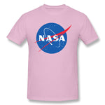 Cotton T Shirt for Men NASA Logo Breathable Crew Neck Short Sleeves Tees