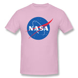 Cotton T Shirt for Men NASA Logo Breathable Crew Neck Short Sleeves Tees