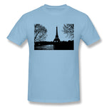 Men's Graphic T Shirt Paris Eiffel Tower Landscape Trees Comfortable Round Neck Short Sleeves Tees