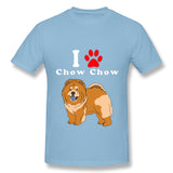 Men's Casual T-shirt I Love Chow Chow Comfy O-Neck Short Sleeves Blouse Tops