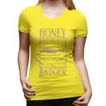 Novelty T Shirt for Women Honey Badger Cool O-Neck Short Sleeve Shirts