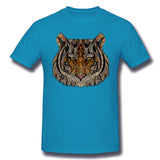 Cotton T Shirt for Men Tiger Head Metallizer Art Glass Style Crew Neck Short Sleeves Blouse Tops