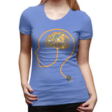 Novelty T Shirt for Women Charging Brain Neurofeedback Sexy O-Neck Short Sleeve Tee