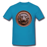 Mens Novelty T-Shirt Lion Head Antiquity Sculpture Art Isolate Comfortable O-Neck Short Sleeves Blouse Tops