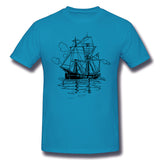 Men's Graphic T Shirt Vectors Ship Transportation Sailing Comfy Round Neck Short Sleeves Tees