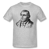 Mens Novelty T-Shirt Martin Luther Portrait Line Art Style O-Neck Short Sleeves Blouse Tops