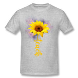 Cotton T Shirt for Men Teach Sunflower Comfy Crew Neck Short Sleeves Tee