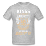 Men's Casual T-shirt Real Kings Are Born On August 26 Comfy Crew Neck Short Sleeves Tees