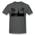 Men's Graphic T Shirt Paris Eiffel Tower Landscape Trees Comfortable Round Neck Short Sleeves Tees