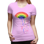 Women's Casual T-shirt Love Rainbow Rain Sexy Crew Neck Short Sleeve Tops