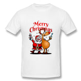 Men's Graphic T Shirt Merry Christmas - Santa Claus And His Reindeer Style Round Neck Short Sleeves Shirt