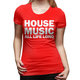 Women's Casual T-shirt House Music All Life Long Music Techno Flowy O-Neck Short Sleeve Shirts