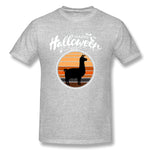 Cotton T Shirt for Men Funny Happy Haloween Beautiful Llama Comfy Crew Neck Short Sleeves Tees