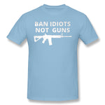 Men's Casual T-shirt Ban Idiots Not Gun Comfy Crew Neck Short Sleeves Blouse Tops