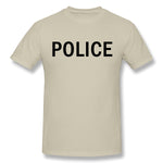 Cotton T Shirt for Men POLICE Comfortable Crew Neck Short Sleeves Blouse Tops