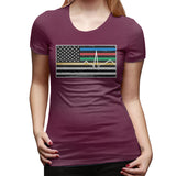 Women's Casual T-shirt Thin Red Blue Green Yellow Gold Line Flag Thin Line EMS Comfy O-Neck Short Sleeve Tops