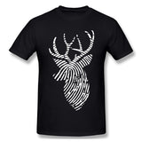 Men's Casual T-shirt Finger Print Deer For Dark Style Round Neck Short Sleeves Tees