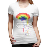 Women's Casual T-shirt Love Rainbow Rain Sexy Crew Neck Short Sleeve Tops