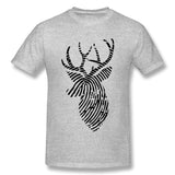 Men's Graphic T Shirt Finger Print Deer For Light Style Round Neck Short Sleeves Tees