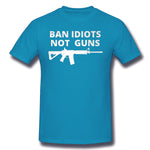 Men's Casual T-shirt Ban Idiots Not Gun Comfy Crew Neck Short Sleeves Blouse Tops