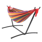 9ft Steel Pipe Hammock Set with Space Saving Steel Stand for Backyard Patio Indoor Outdoor