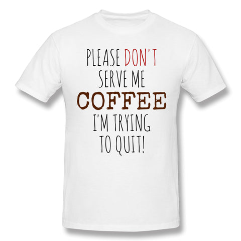 Cotton T Shirt for Men Quitting Coffee Breathable O-Neck Short Sleeves Shirt