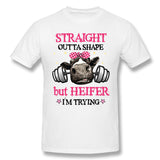 Men's Casual T-shirt Straight Outta Shape But Heifer Im Trying For Light Style Crew Neck Short Sleeves Blouse Tops