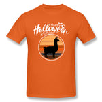 Cotton T Shirt for Men Funny Happy Haloween Beautiful Llama Comfy Crew Neck Short Sleeves Tees