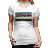 Women's Casual T-shirt Thin Red Blue Green Yellow Gold Line Flag Thin Line EMS Comfy O-Neck Short Sleeve Tops