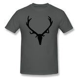 Cotton T Shirt for Men Antlers Style Crew Neck Short Sleeves Blouse Tops