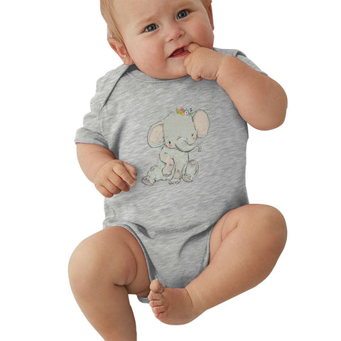 Toddler Climbing Bodysuit Little Elephant Cut Graphic Infant Boys Girls Short Sleeves Jumpsuit