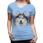 Womens Graphic T-Shirt Siberian Husky Flowy Round Neck Short Sleeve Tops