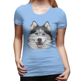 Womens Graphic T-Shirt Siberian Husky Flowy Round Neck Short Sleeve Tops