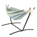 9ft Steel Pipe Hammock Set with Space Saving Steel Stand for Backyard Patio Indoor Outdoor