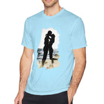 Men's Graphic T Shirt Love Romance Couple Kissing Seaside Comfy Crew Neck Short Sleeves Blouse Tops