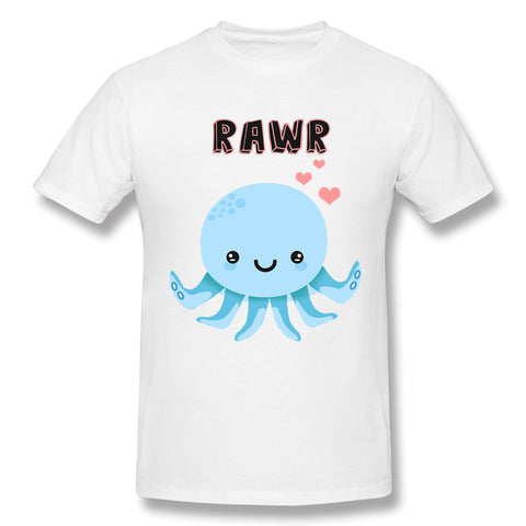 Men's Casual T-shirt Octopus Rawr Cool Crew Neck Short Sleeves Blouse Tops