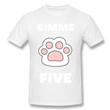 Cotton T Shirt for Men Gimme High Five Cat And Dog Lovers New Cool Crew Neck Short Sleeves Shirt