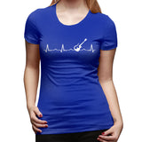 Women’s T-shirt Guitar Heartbeat Summer Round Neck Short Sleeve Shirts