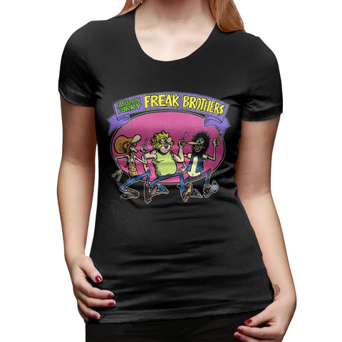 Women's Casual T-shirt The Fabulous Furry Freak Brothers Comfy Crew Neck Short Sleeve Tee