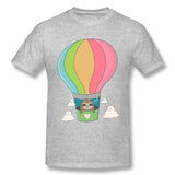 Men's Graphic T Shirt Sloth Inside A Hot Air Ballon Style Round Neck Short Sleeves Tees